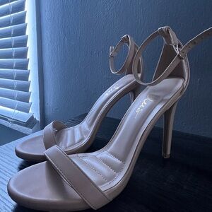 Lulu's Beige Ankle Strap Heels